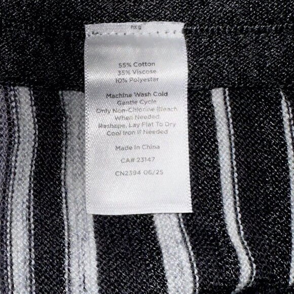 T by Talbots Women's Soft Top Tunic Gray Striped Knit Drawstring Cowl Neck Sz M - Picture 6 of 6